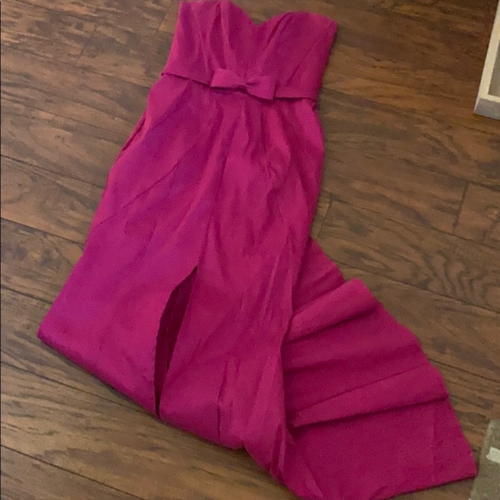 Magenta evening gown with slit